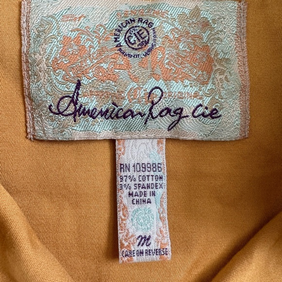 American Rag Womens Size Medium Utility Zip Button Up Coat Jacket Top Mustard - Picture 6 of 6